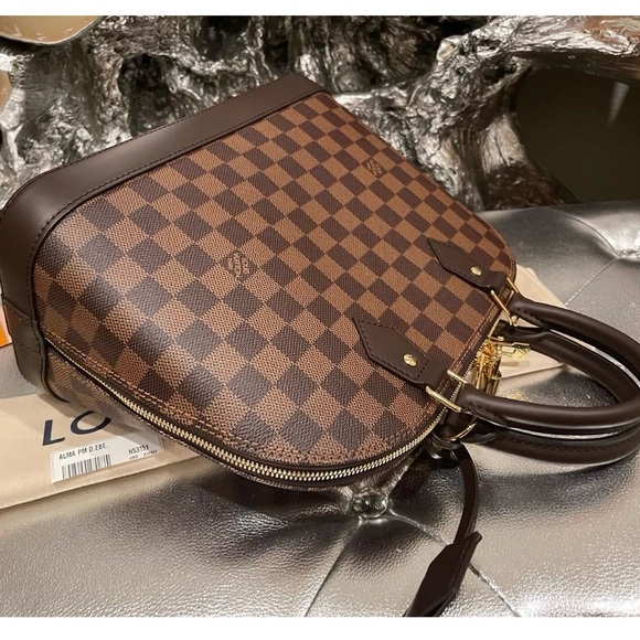 Louis Vuitton Alma Top Handle  Bag Brown Canvas - Picture 14 of 16